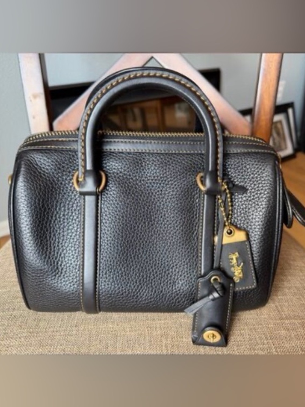 Coach Ruby 25 Satchel, Black with Gold Hardware - Picture 7 of 15